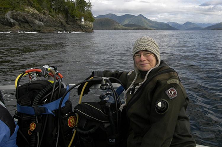 Barb Roy on her way to dive Nootka Sound