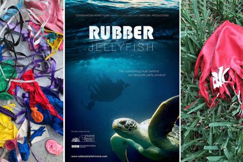Rubber Jellyfish, Dont Let Go, Don't Inflate to Celebrate, Carly Wilson, Rosemary E Lunn, Roz Lunn, The Underwater Marketing Company, X-Ray Mag, XRay magazine, environment, litter, scuba diving news